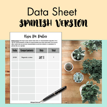 Preview of Behavior Data Sheet SPANISH
