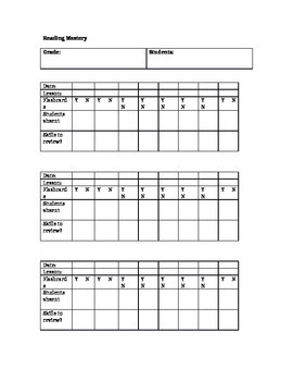 Preview of Data Sheet for Reading Mastery