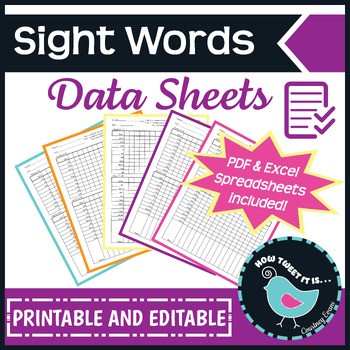 Preview of Data Sheets for First 100 Sight Words