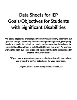 Preview of Data Sheets for IEP Goals and Objectives (Special Education)