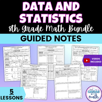 Preview of Data and Statistics Guided Notes Lessons BUNDLE 8th Math Pre-Algebra