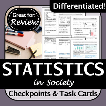 Preview of Math 9 BC Data and Statistics in Society: Task Cards & Checkpoints | Versatile!