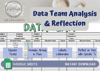 Preview of Data Team Template_Analysis and Reflection