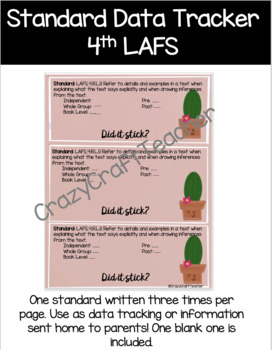 Preview of Data Tracker by Standard LAFS 4th