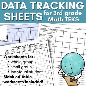 Preview of Data Tracking Sheets for 3rd Grade Math TEKS - Printable and Editable