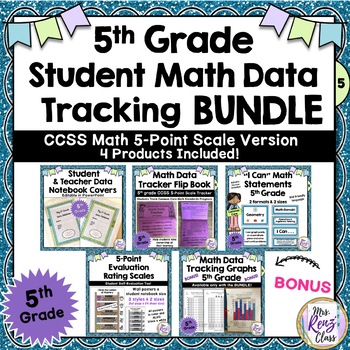 Preview of Student Data Tracking Set CCSS for 5th Grade Math - 5 Point Scale BUNDLE