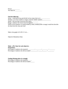 Preview of Data analysis for test data