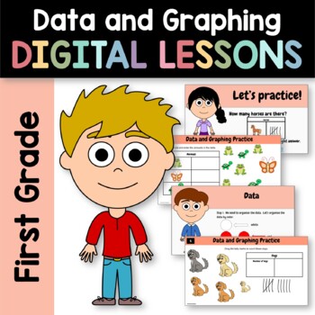 Preview of Data and Graphing 1st Grade Interactive Google Slides | Math Review