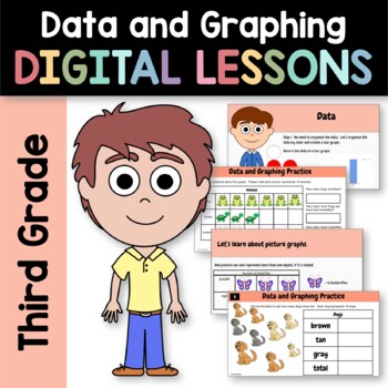 Preview of Data and Graphing 3rd Grade Interactive Google Slides | Math Review