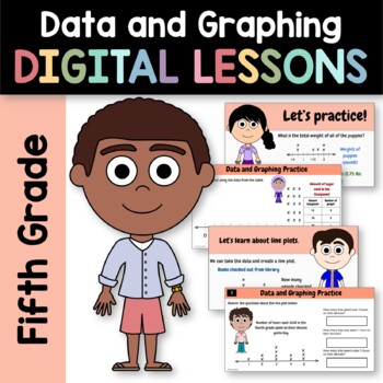 Preview of Data and Graphing 5th Grade Interactive Google Slides | Math Skills Review