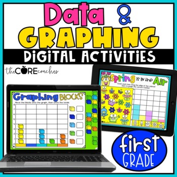 Preview of Data and Graphing - Digital Math Practice Activities - 1st Grade Math