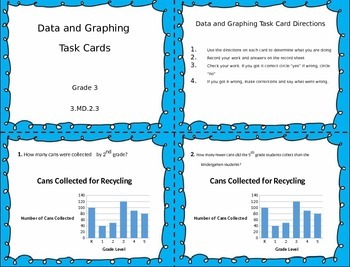 Preview of Data and Graphing Task Cards