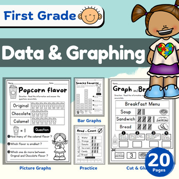 Preview of Data and Graphing Worksheets Basic Math Center Bar,Picture Graphs,Tally Chart