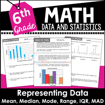 Preview of 6th Grade Data and Statistics Math Unit