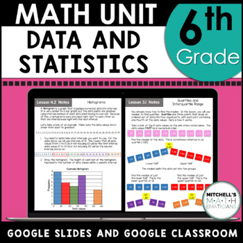 Preview of 6th Grade Math Data and Statistics Curriculum Unit 7 Using Google
