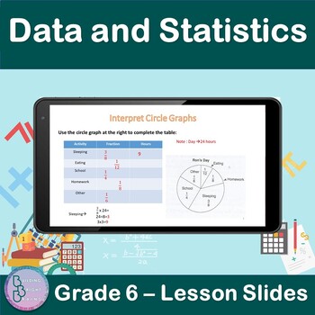 Preview of Data and Statistics | 6th Grade PowerPoint Lesson Slides | Circle Graphs