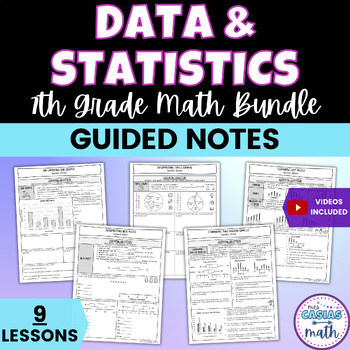 Preview of Data and Statistics 7th Grade Math Guided Notes Lessons BUNDLE