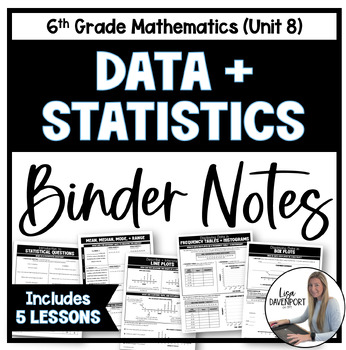 Preview of Data and Statistics Binder Notes Bundle for 6th Grade Math