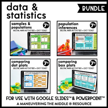 Preview of Data & Statistics Digital Math Activity Bundle | Samples & Populations