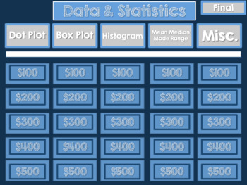 Preview of Data and Statistics Jeopardy