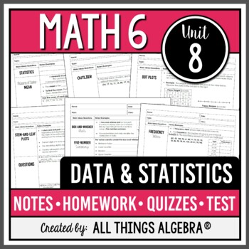Preview of Data and Statistics (Math 6 Curriculum – Unit 8) | All Things Algebra®