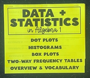 Preview of Data and Statistics in Algebra 1 Foldable Notes - Fully Editable