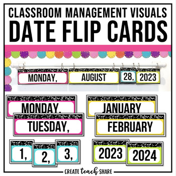 Preview of Date Flip Cards | Calendar Chart Display | Classroom Management Visuals