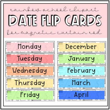 Preview of Date Flip Cards | Today's Date Cards on Magnetic Curtain Rod