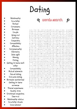 Dating word search puzzles worksheets activity for crithical thinking