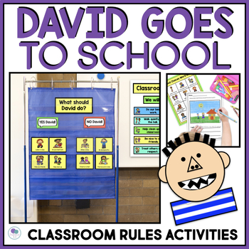 Preview of David Goes To School Activities And Craft Classroom Rules Procedures 1st Grade