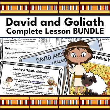 Preview of David & Goliath BUNDLE (Puzzles/Coloring Pages/Activities/Posters/WebQuest)