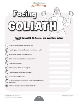 David and Goliath Activity Book by Bible Pathway Adventures Classroom