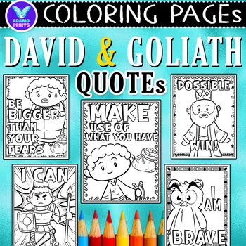 Preview of David & Goliath Growth Mindset Coloring Pages & Writing Paper Activities No PREP