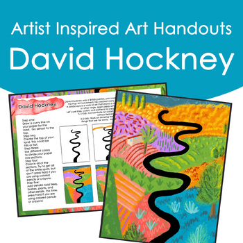 Preview of David Hockney Inspired Art Step by Step Handout or Art Sub Lesson