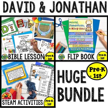 Preview of David, Jonathan & Saul BUNDLE of Bible Story Lesson & Activities for Kids