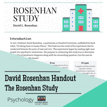 Preview of David Rosenhan's Study - Psych Handout and Worksheet!
