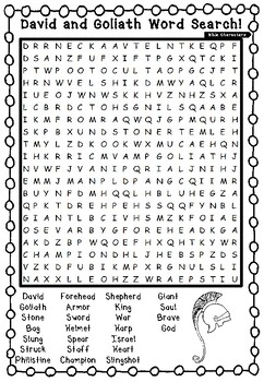 David And Goliath Word Search