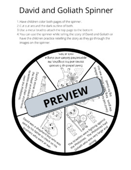 David and Goliath Bible Story Spinner Activity by Stored Up Treasure