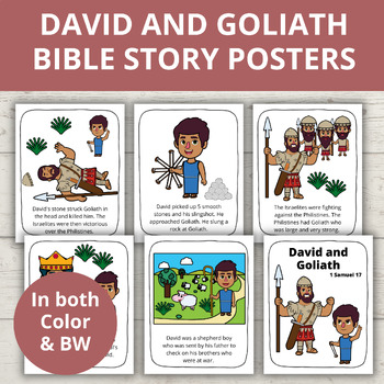 David and Goliath Posters, Bible Coloring Pages, Bulletin Board Ideas