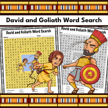 Preview of David and Goliath Word Search Bible Puzzle Activity Worksheet