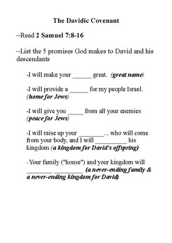 Preview of Davidic Covenant Homework Handout