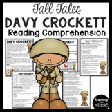 Legend of Davy Crockett Tall Tale Reading Comprehension Wo