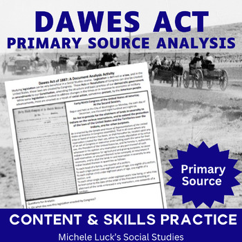 Preview of Dawes Act 1887 Document Primary Source Analysis Activity Native Americans