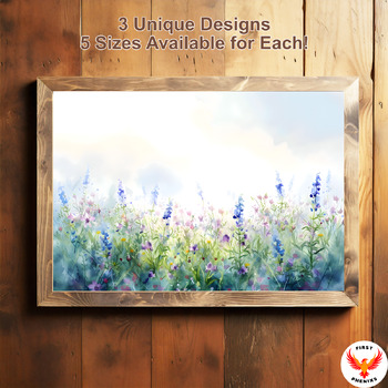 Preview of Dawn Meadow Watercolor Set Serene Wildflower field Wall Art Prints Morning Decor