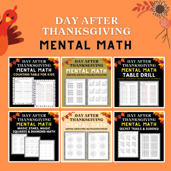 Preview of Day After Thanksgiving Mental Math & Brain Teasers Bundle Puzzle