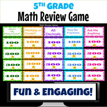 Preview of Day Before State Testing Activity 5th Grade Math Review Game