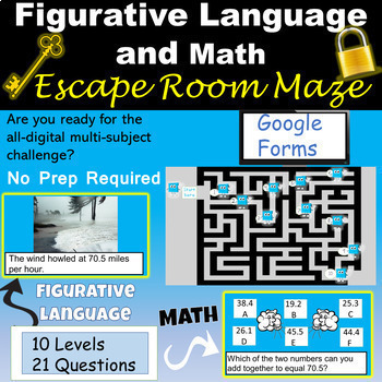 Preview of Day Before State Testing Figurative Language ELA Math Escape Room 5th 6th Grade
