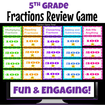 Preview of Day Before State Testing Fractions Spiral Review Game 