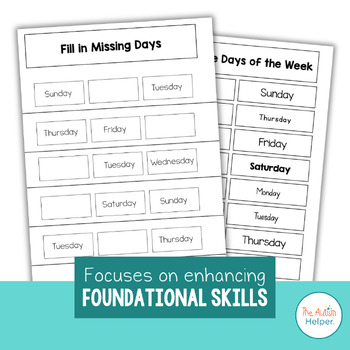 the days worksheets grade of 1 week Autism Month & Activities Folder Day  by  The File Helper TpT