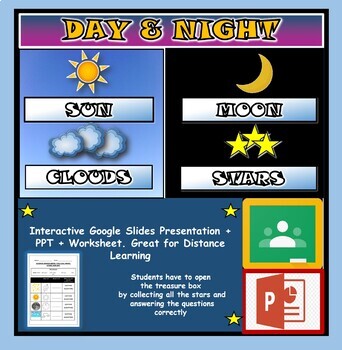 Preview of Day & Night (Sun, Clouds, Moon & Stars): Interactive Google Slides + Worksheet